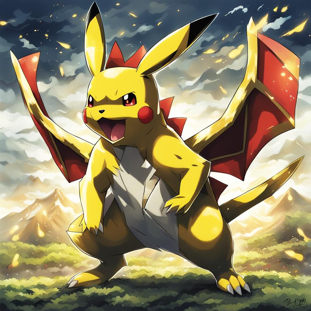 Pikachu Dragon in Anime Style