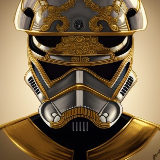 Samurai Stormtrooper Portrait with Gold Accents