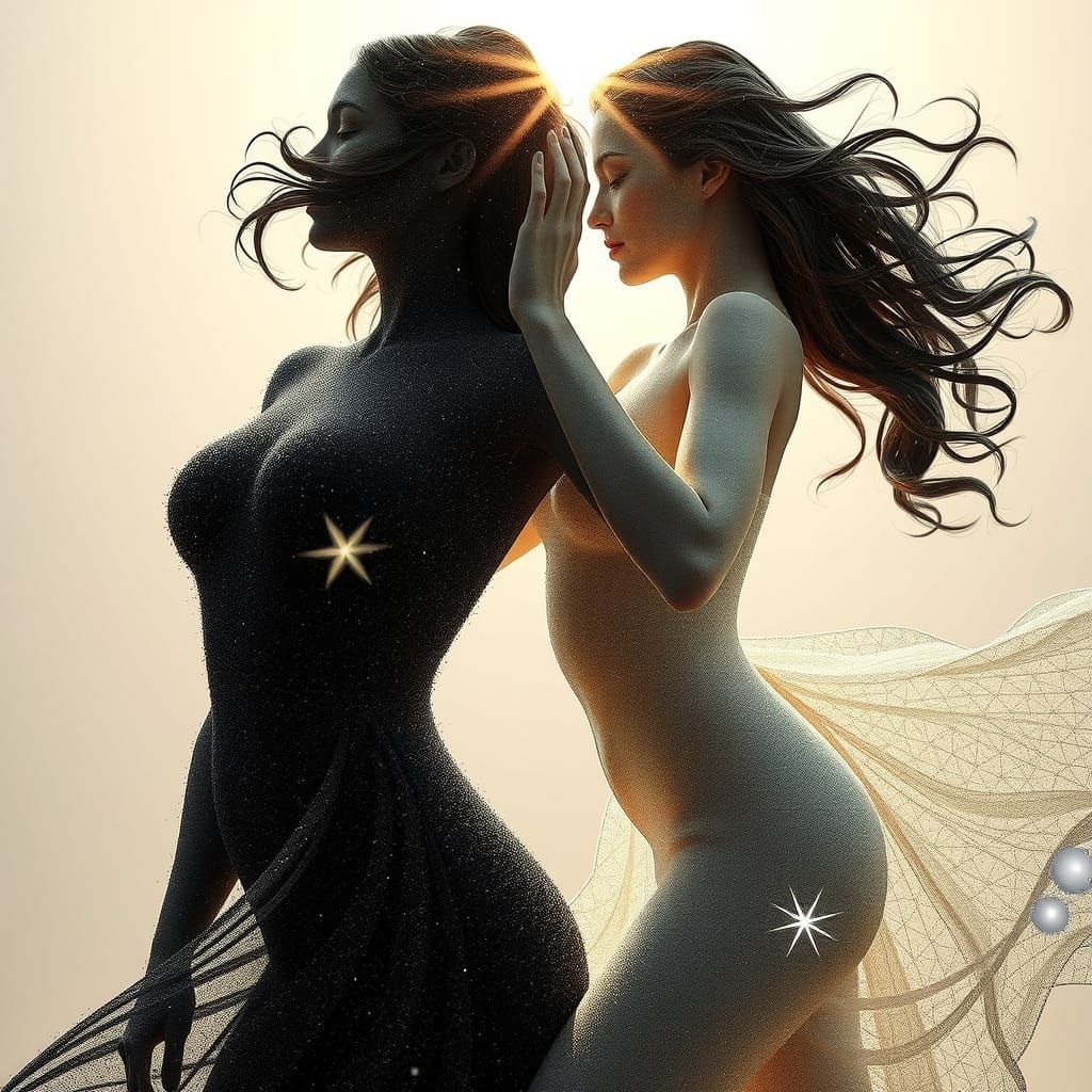 Ethereal Sand Women in Sensual Embrace