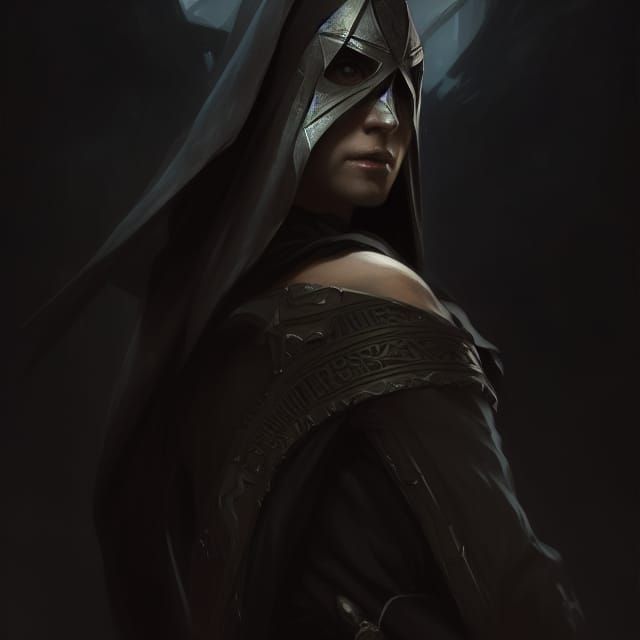 Dark Angel Assassin Portrait in Hyperdetailed Style