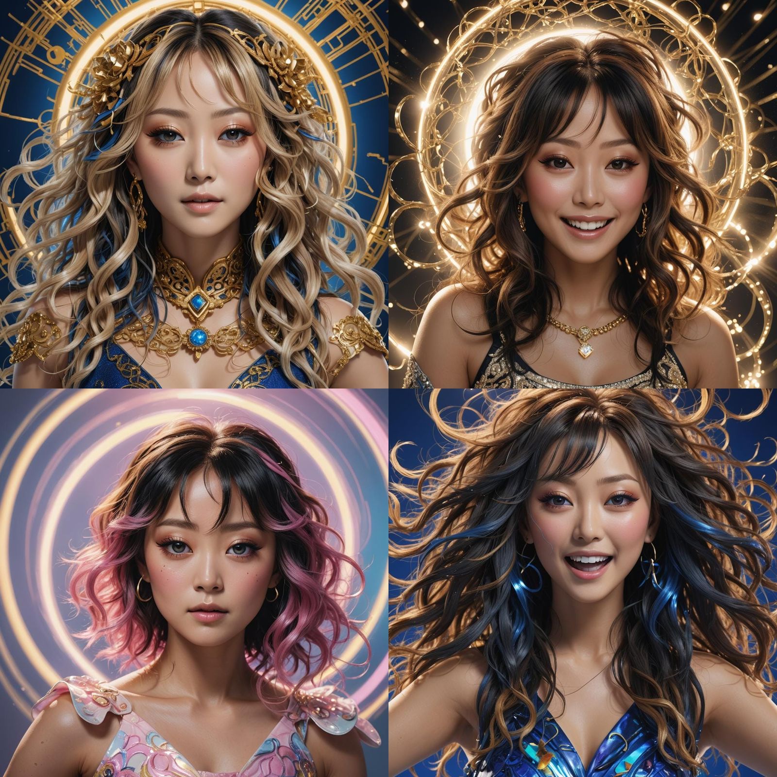 Vibrant 3D Render of Japanese Pop Star in Electric Light