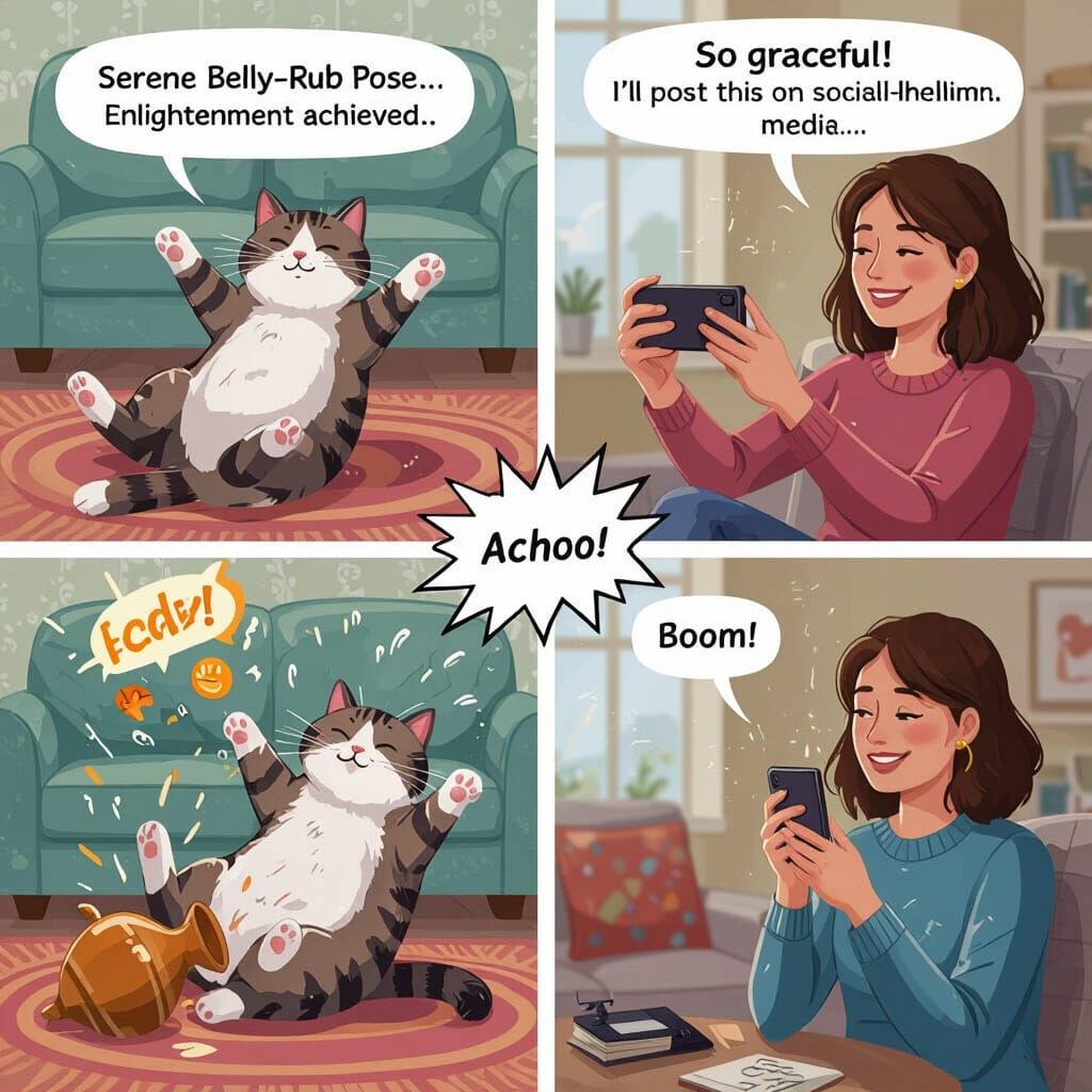 Cat's Enlightenment in Matte Painting Style