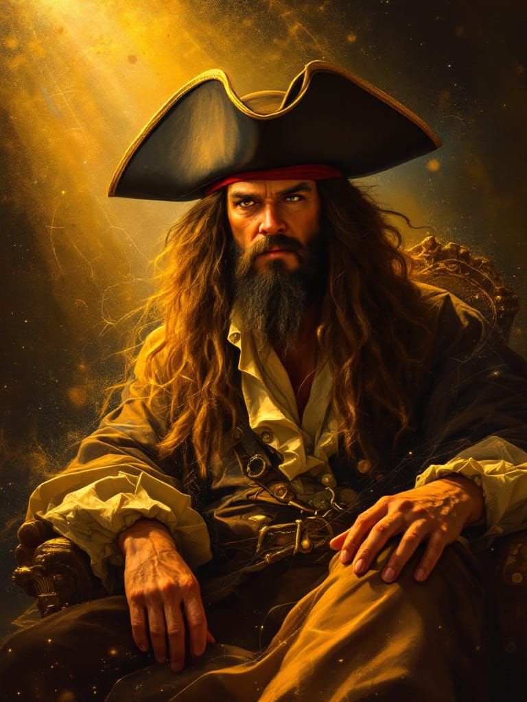 Blackbeard Portrait in Dynamic Motion and Pearl Light