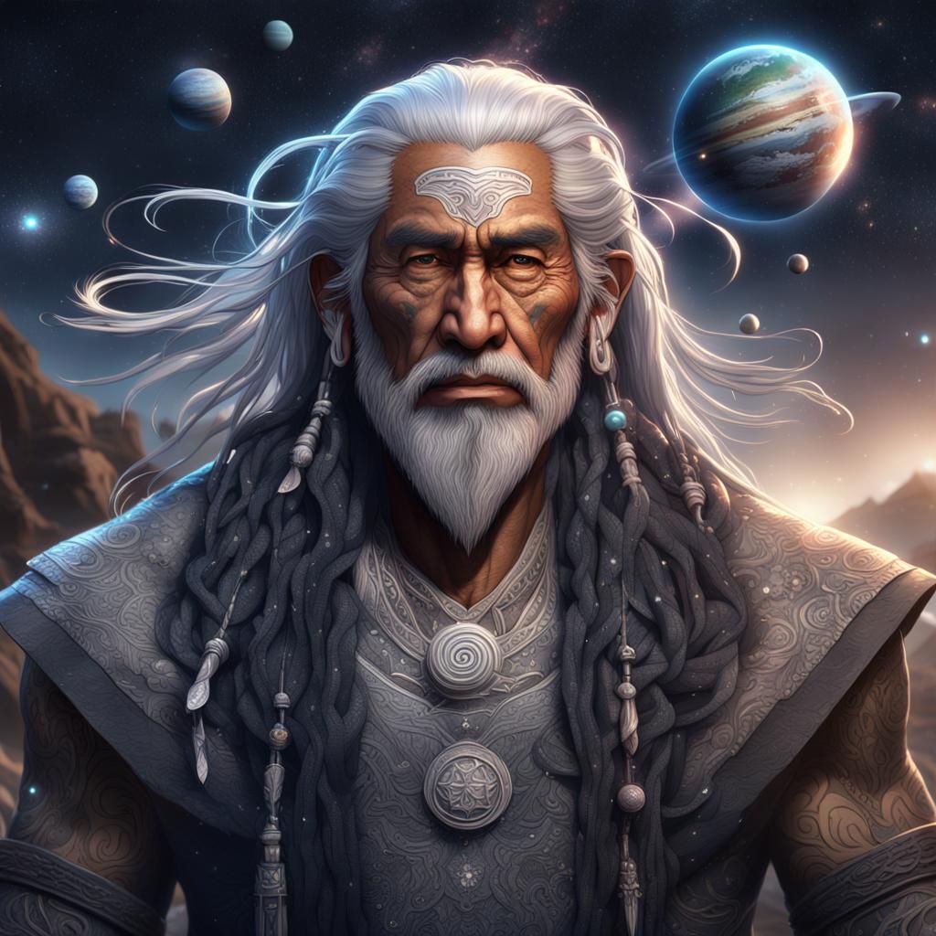 Maori Star God with Glowing Tattoos in 3D Art