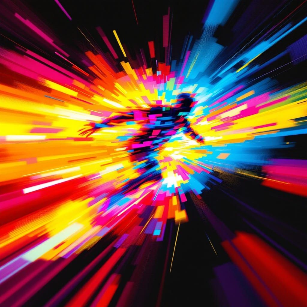 Abstract Expressionist Figure in Vibrant Motion