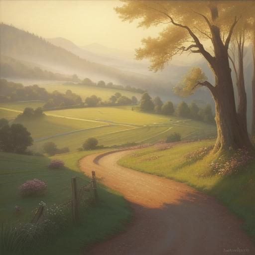 Barbizon Landscape Painting with Shepherd and Flock