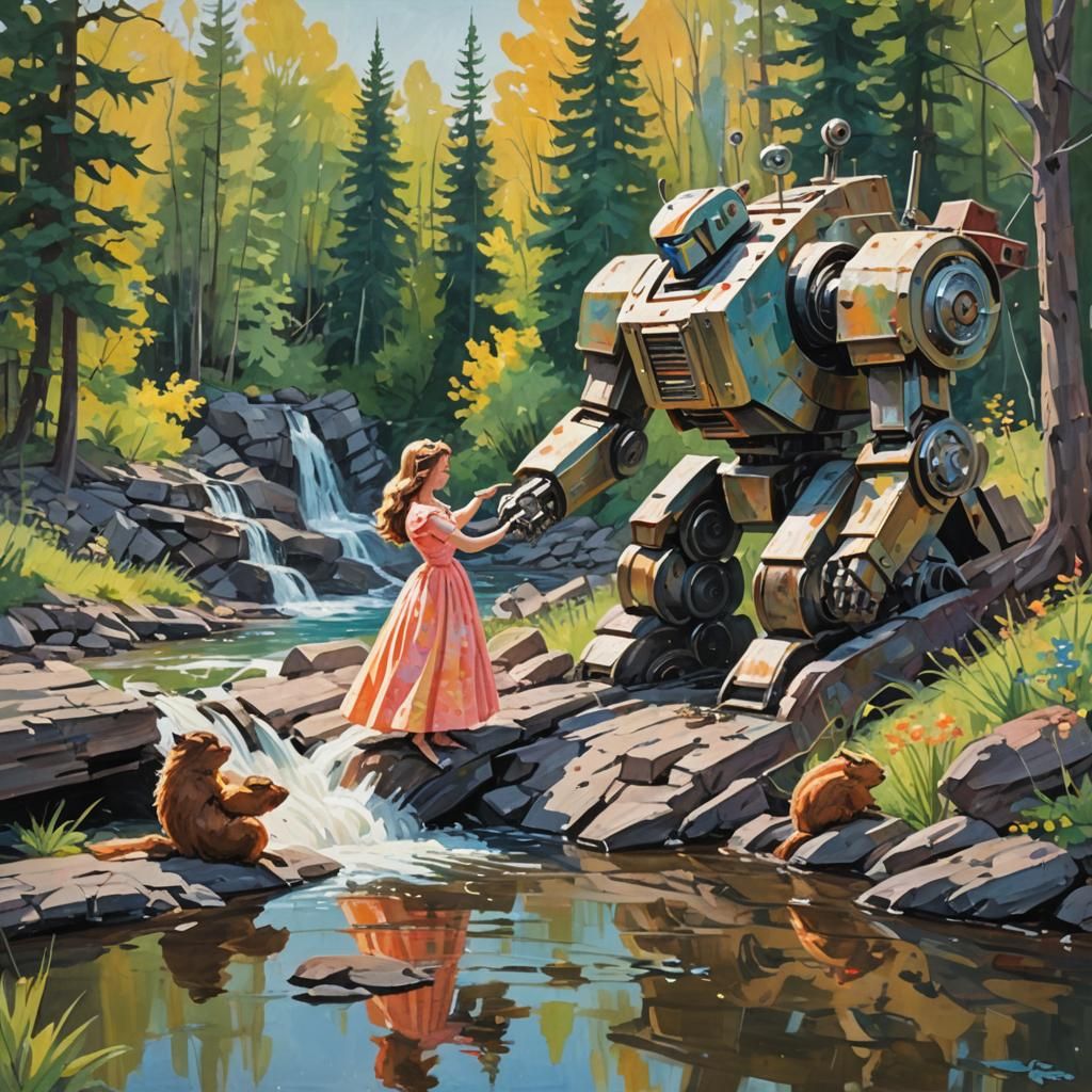Robot, Princess, and Beavers: an Impressionist Gouache Maste...