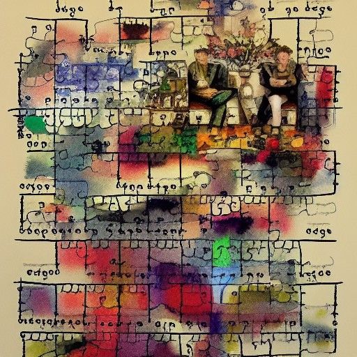 Elaborate Crossword Puzzle in Watercolor
