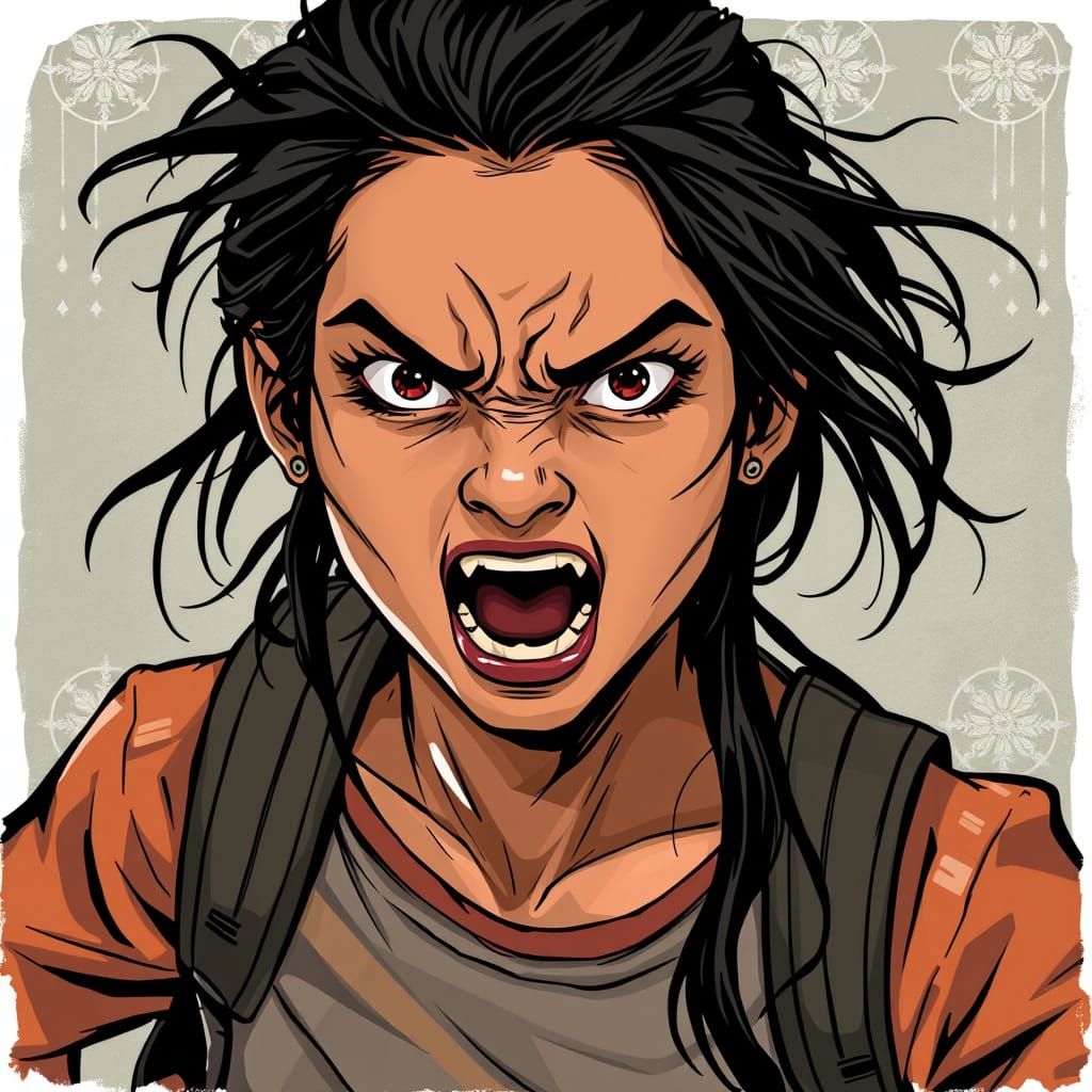 Fierce Filipina Mother in Mid-Scream