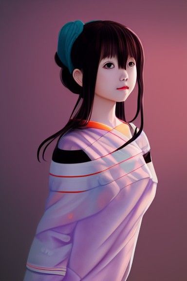 Adorable Japanese Girl in Anime Hyperrealism