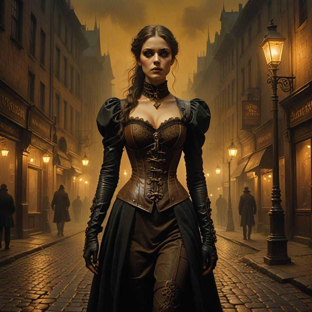Steampunk Siren in Victorian Night