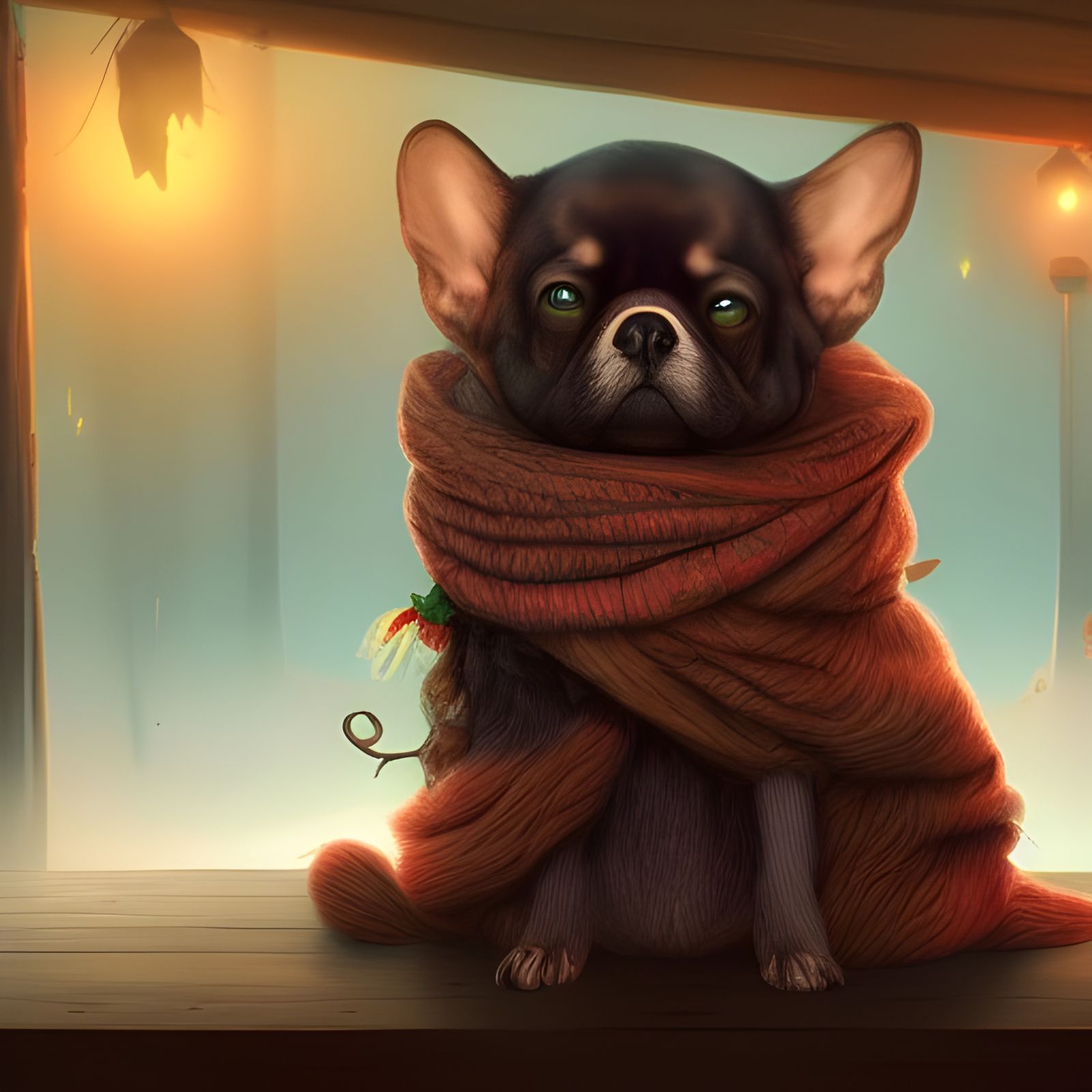 Cozy Dog: Detailed Matte Painting in Deep Color