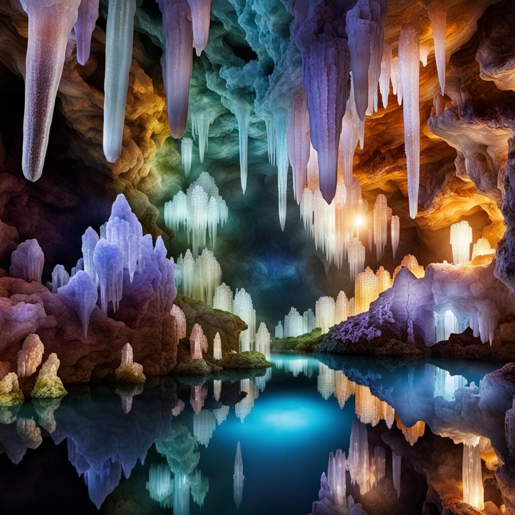 Magnificent Crystal Cave with Shimmering Gemstones