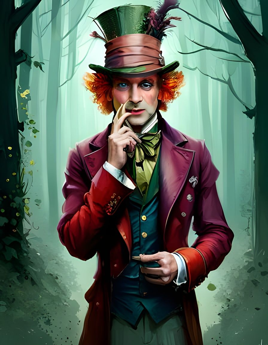Mad Hatter in Wonderland: A Whimsical Victorian Illustration