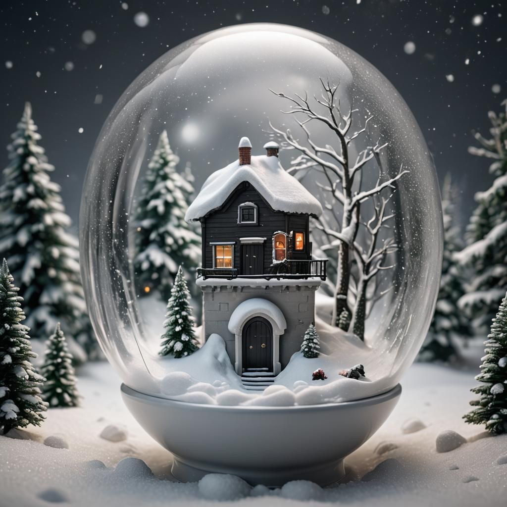 Toilet in Snow Globe: Dreamy Tilt-Shift Photo