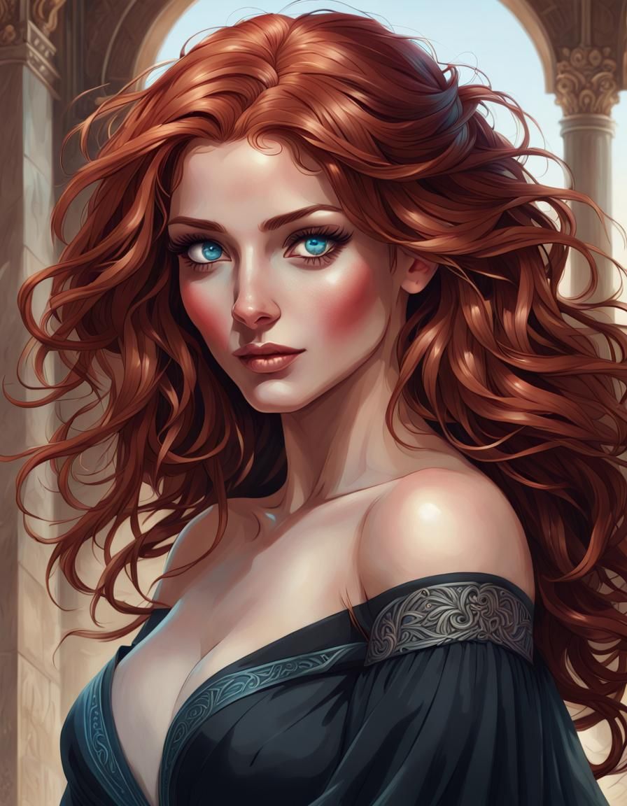 Beautiful Persian Woman in Art Nouveau Portrait