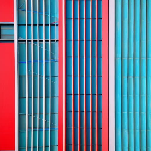 Geometric Abstract Buildings in Tranquil Blue