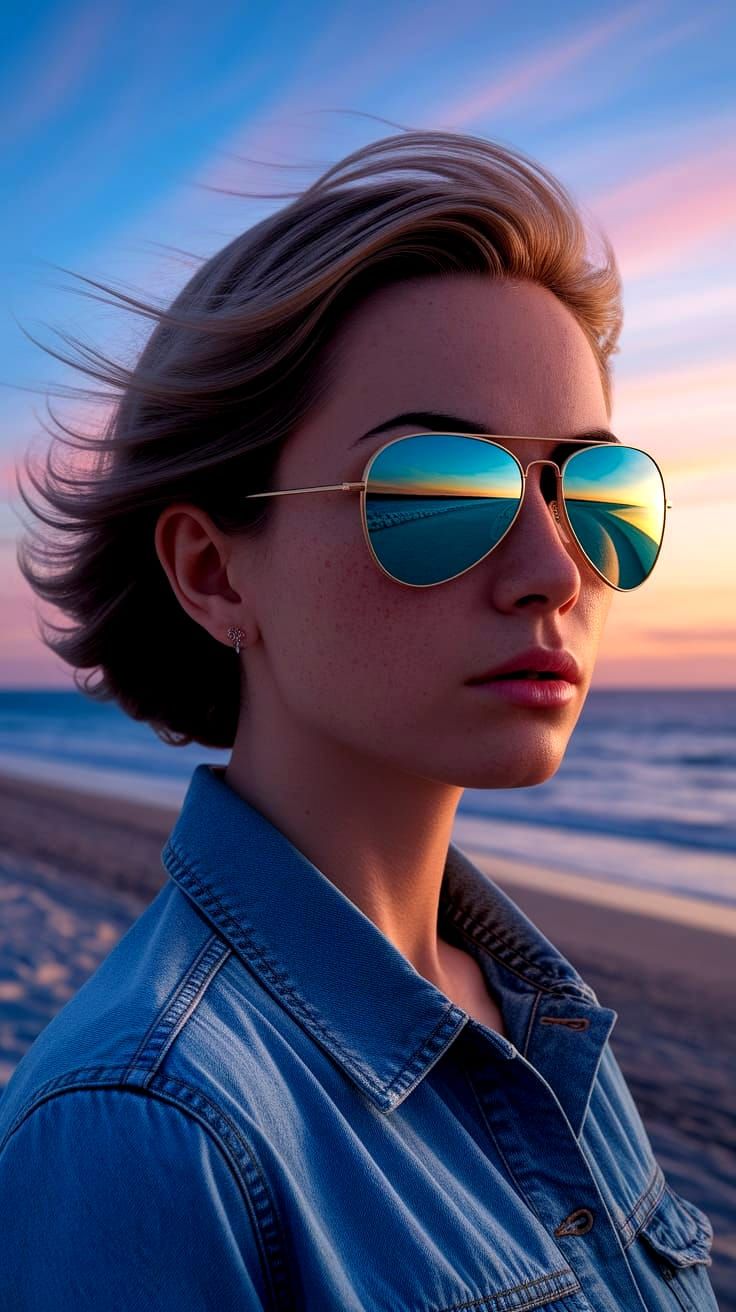 Sunset Reflection in Woman's Sunglasses