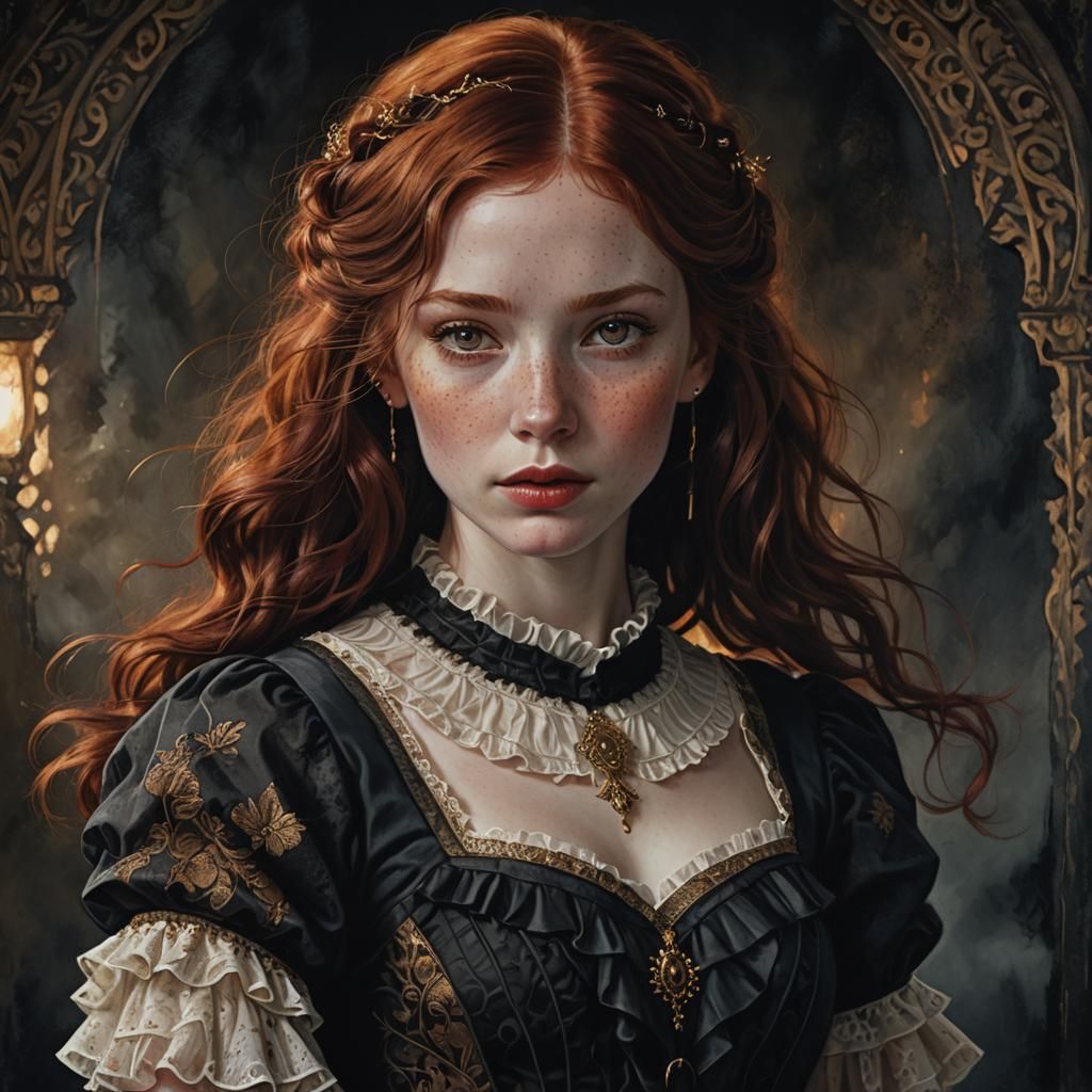 Dark Fantasy Portrait of a Woman in Black Dress