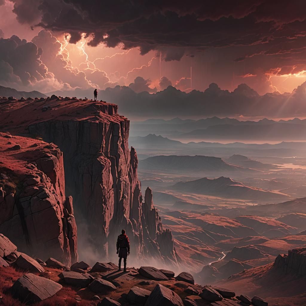 Ominous Landscape with Lone Figure in Digital Matte Painting
