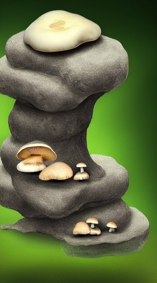 Floating Rock Mushroom in Illustrative Style
