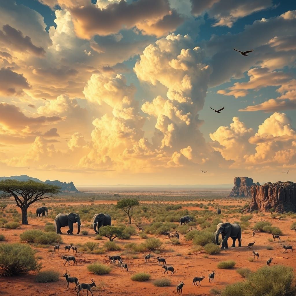 Majestic Kalahari Landscape Teeming with Life