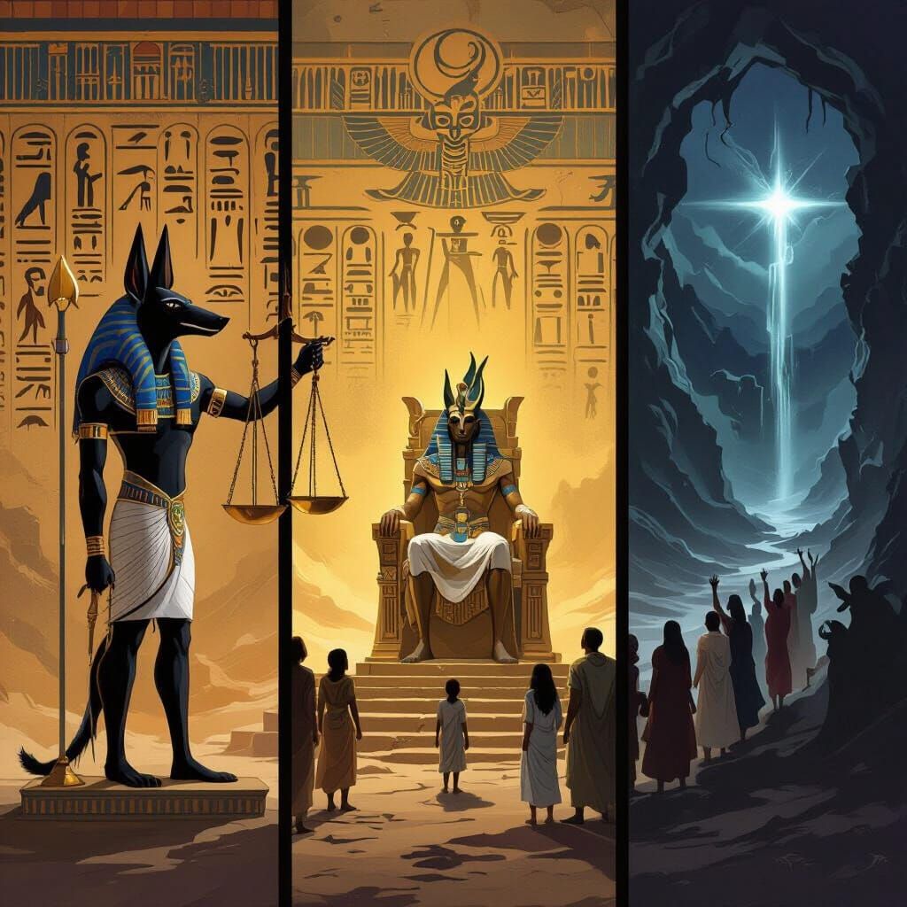Egyptian Gods Anubis and Osiris in Epic Judgment Scenes