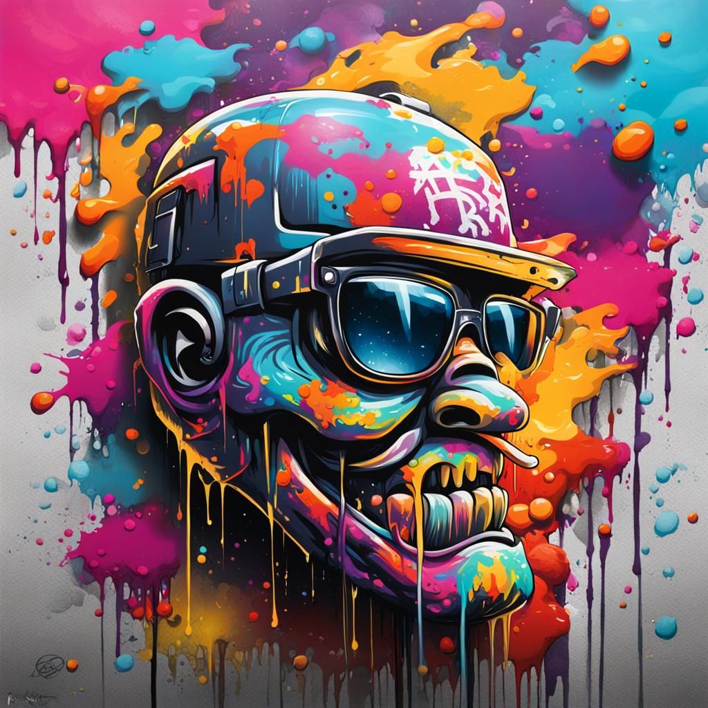 Colorful Graffiti Art with Melting Oil Gouache