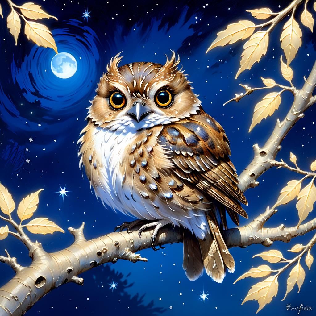 Whipoorwil on a Cottonwood Branch