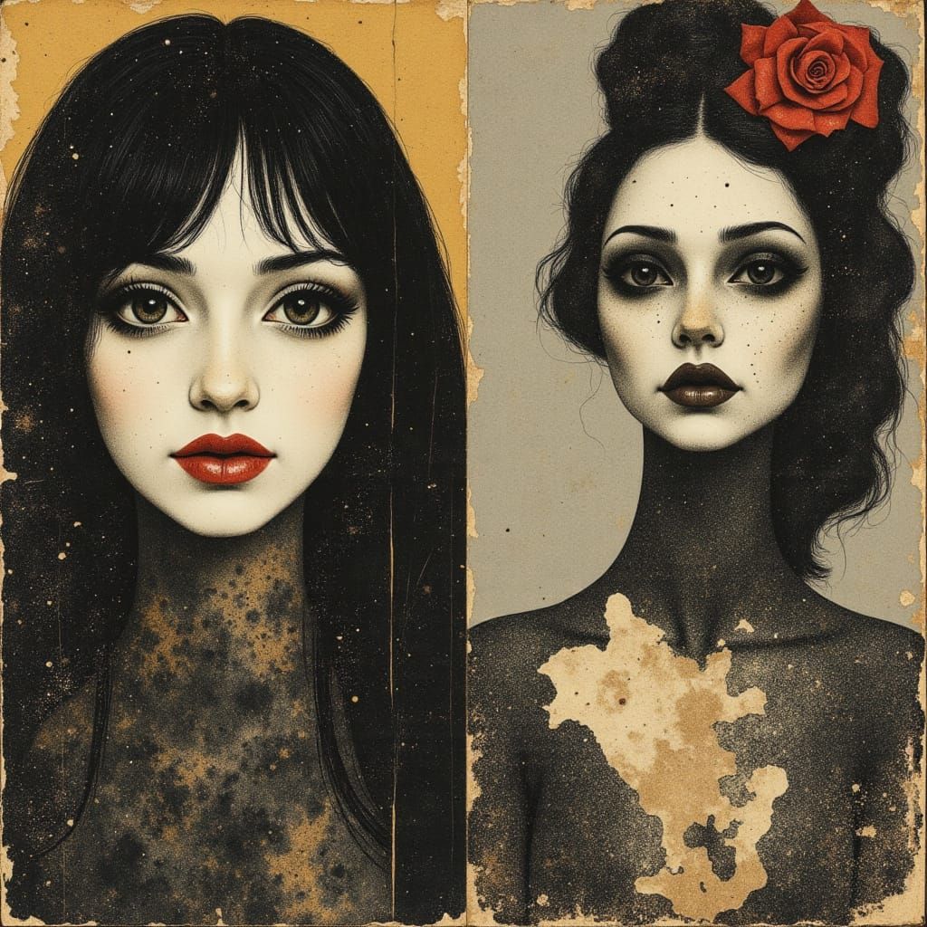Gothic Monster Makeover Collage in Vintage Style
