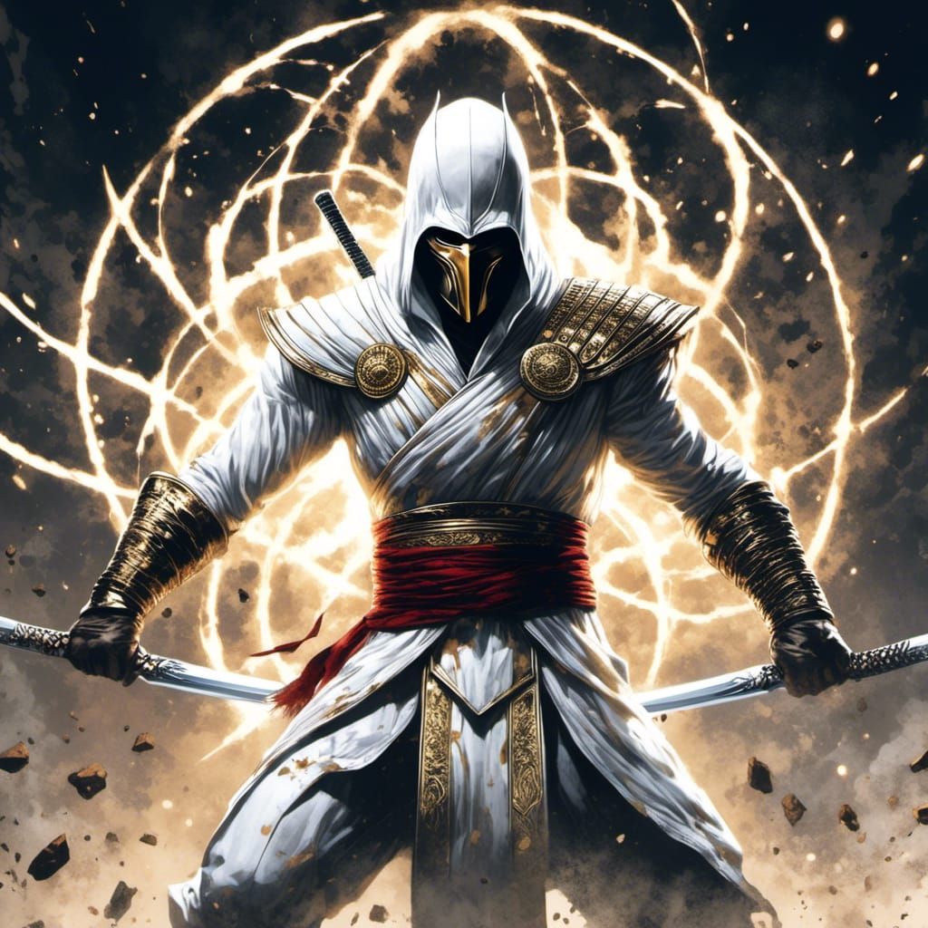 White Ninja in Frozen Landscape, Comic Book Art