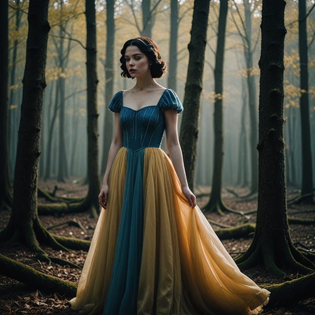 Snow White Inspired Prom Dress in a Moody, Golden Haze