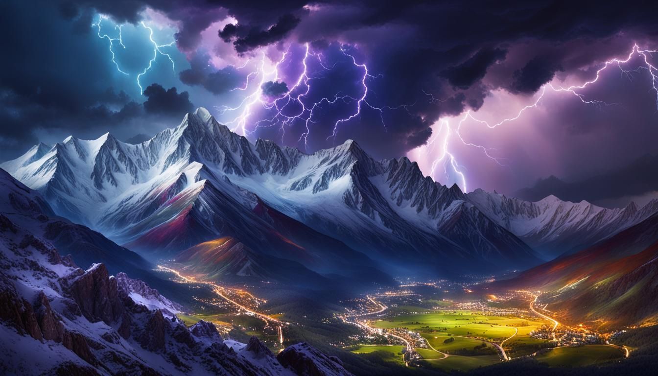 Epic Storm Over Pyrenees Mountains: Hyperrealistic Splash Ar...