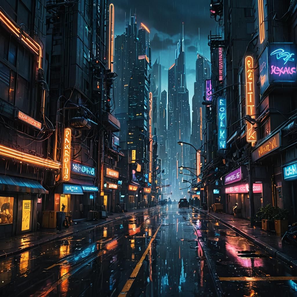 Cyberpunk Cityscape at Dawn in Sci-Fi Style