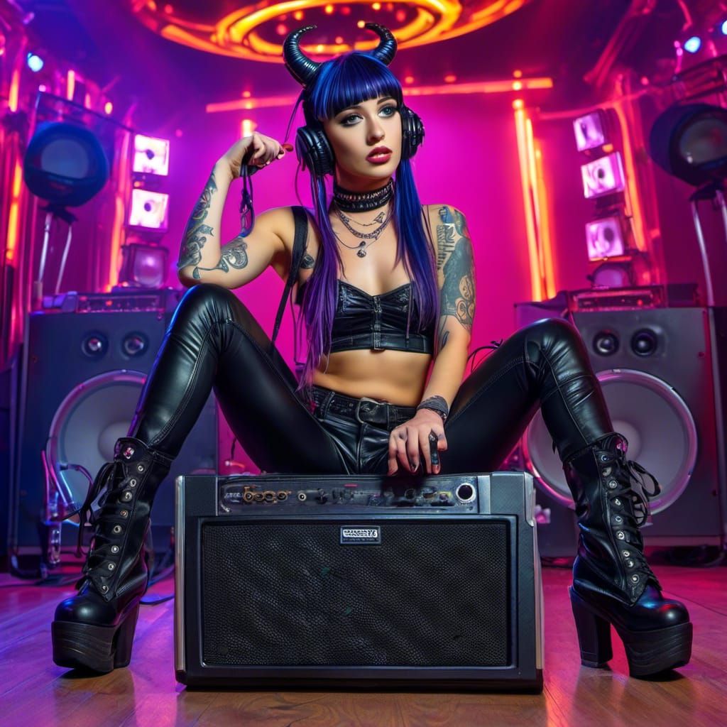 BoomBoxy Flux 🎵 Techno Leather Girl on DJ Ghettoblaster [1:1] Album Cover #1