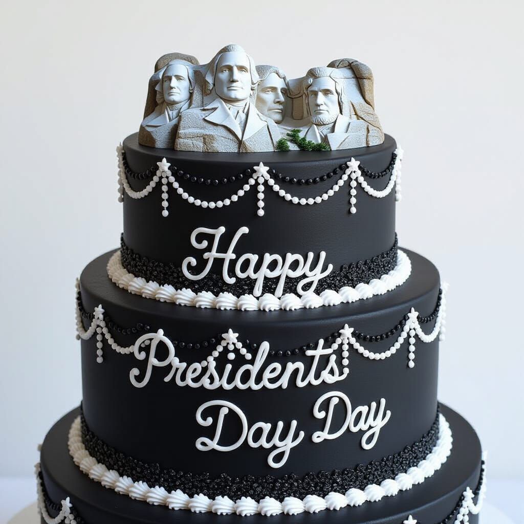 Elegant Presidents Day Cake with Mount Rushmore