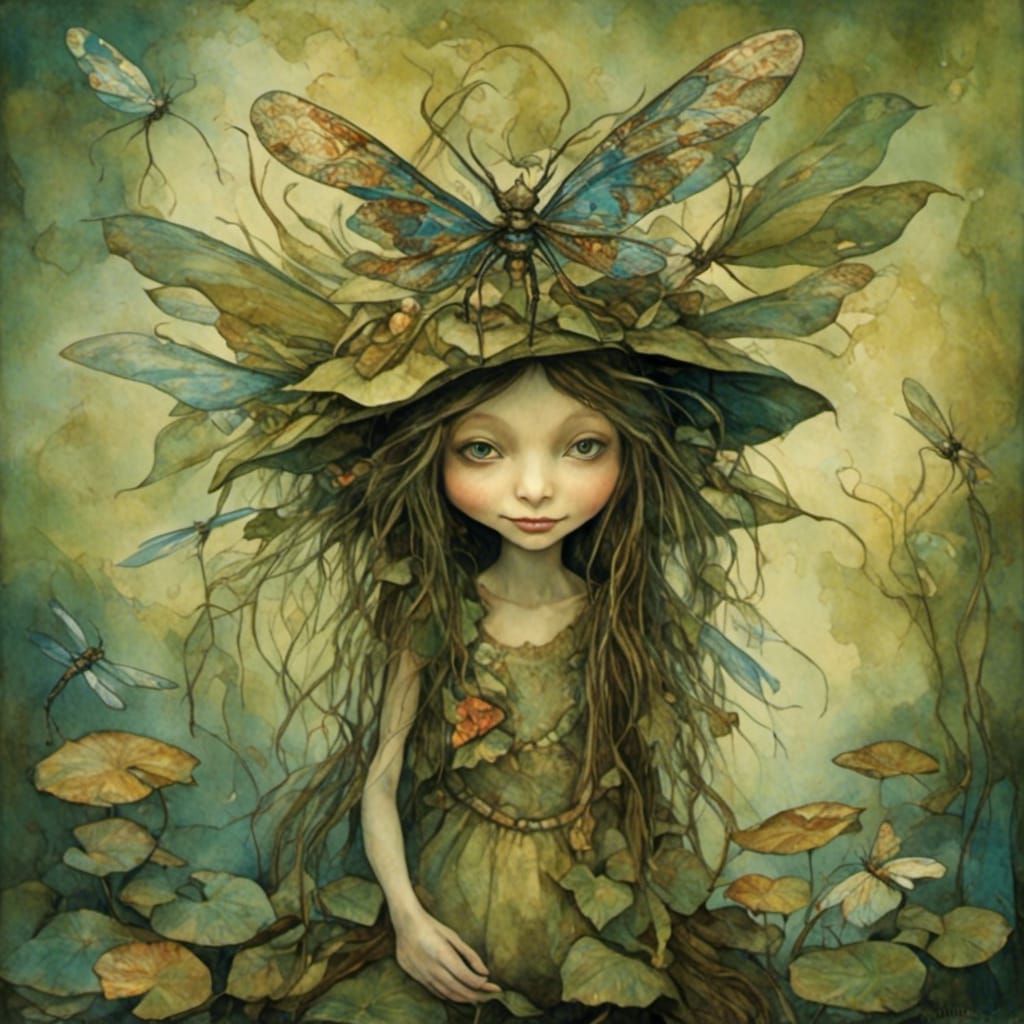 <lora:The Faerist:1.0> <lora:Lily Pad:1.0> dragonfly fairy fae