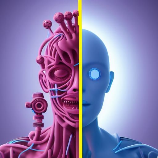 Android Harvester in Biohazard Dump: Hyperdetailed Concept A...