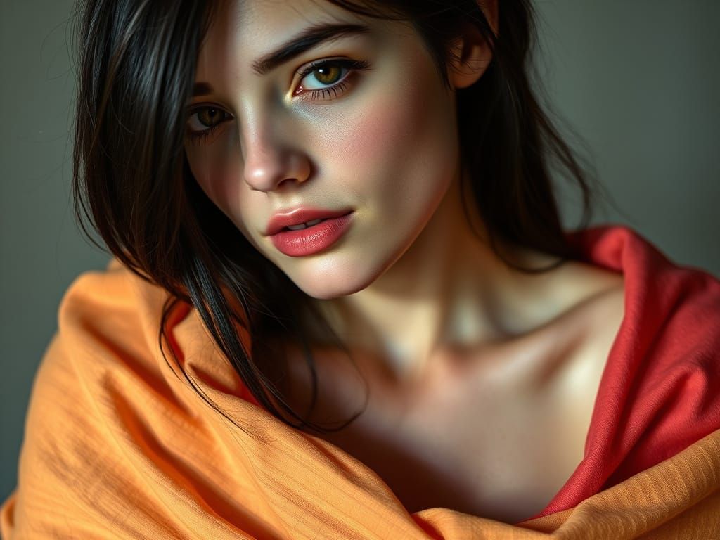 Portrait of a Woman with Porcelain Skin