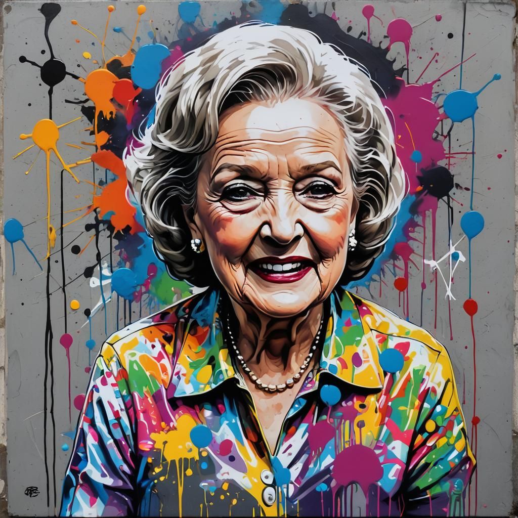 Betty White Graffiti Art Portrait