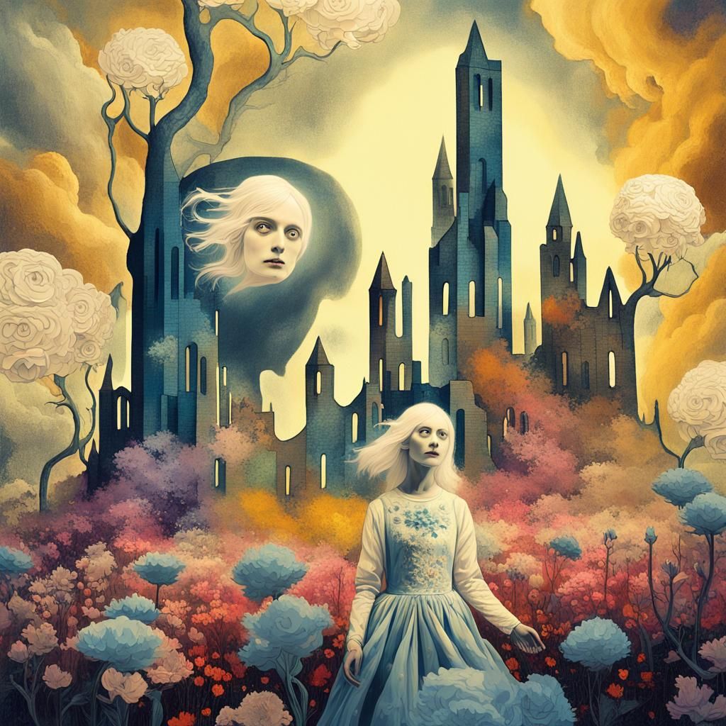Surreal Fairy in Stormy Dreamscape, Infrared Art
