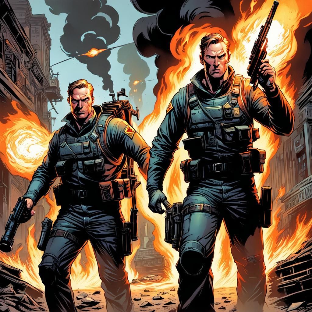 Comic Book Art of The Flame Thrower Boys