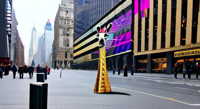 Zebra Striped Giraffe in New York City