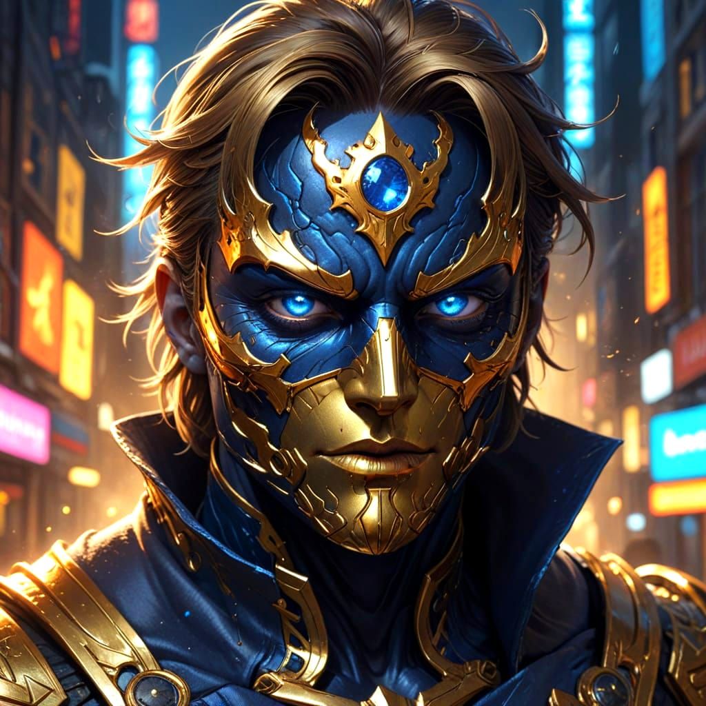Surreal Villain Unveiled in Metallic Gold Mask
