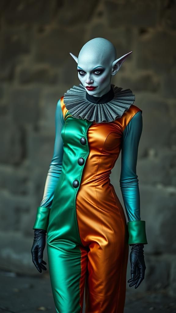Emerald Alien Clown in Gothic Style