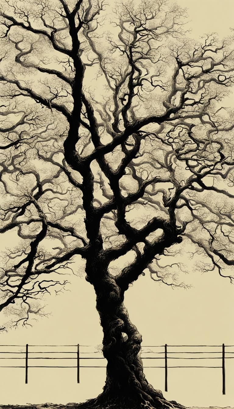 Minimalist Tree Inspired by Japanese Ink Wash