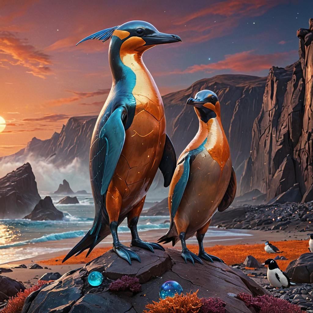 Alien Hourglass Dolphin on Orange Exoplanet