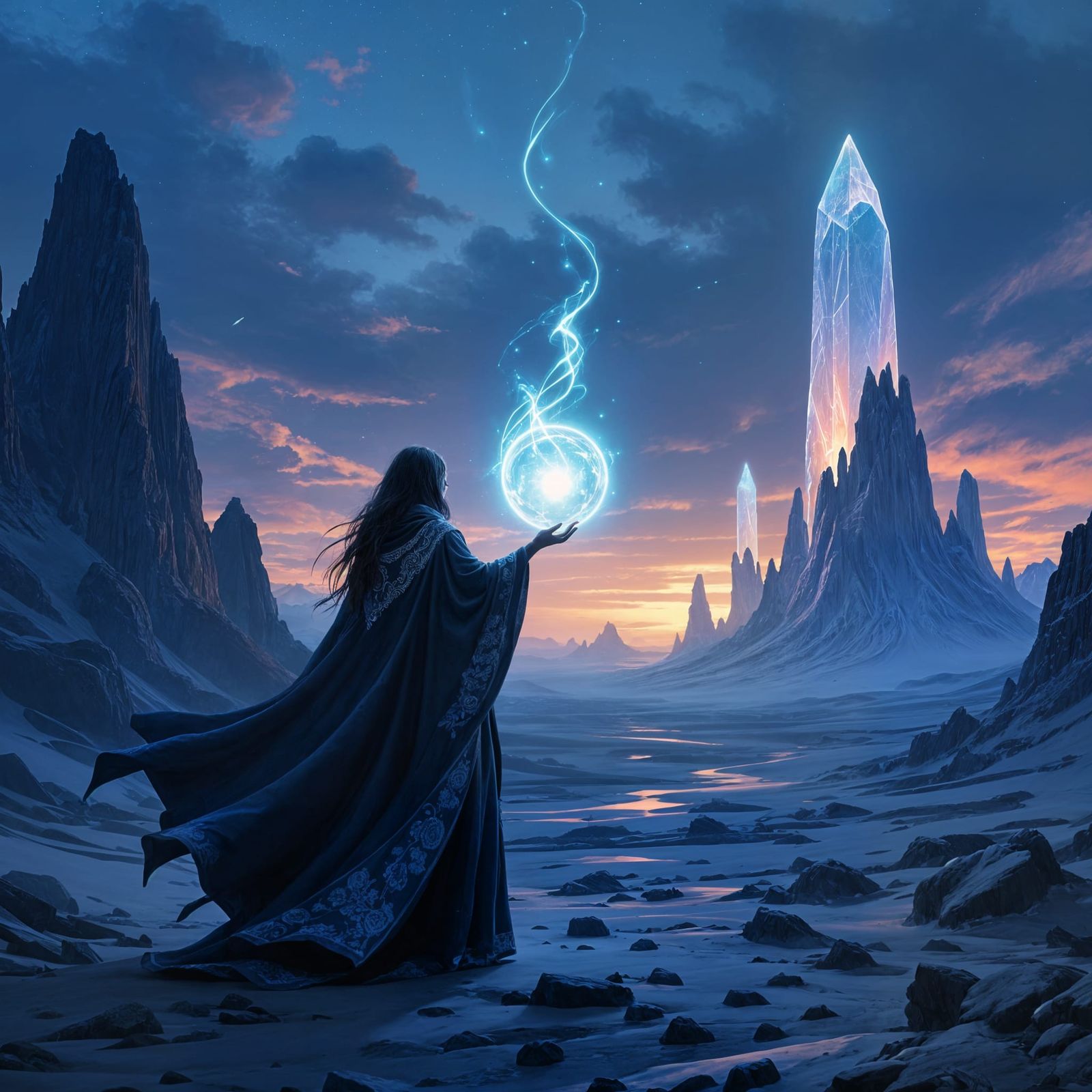 Sorceress on Alien Planet in Dark Fantasy Style