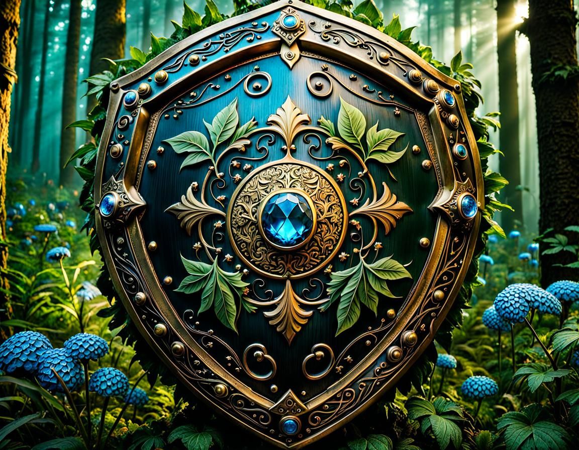 Enchanted Forest Knight Shield with Phoenix Motif