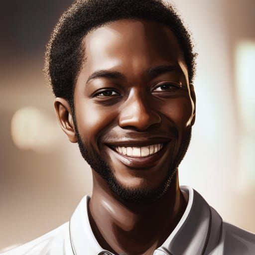 Hyperrealistic Smiling Student with Dramatic Lighting